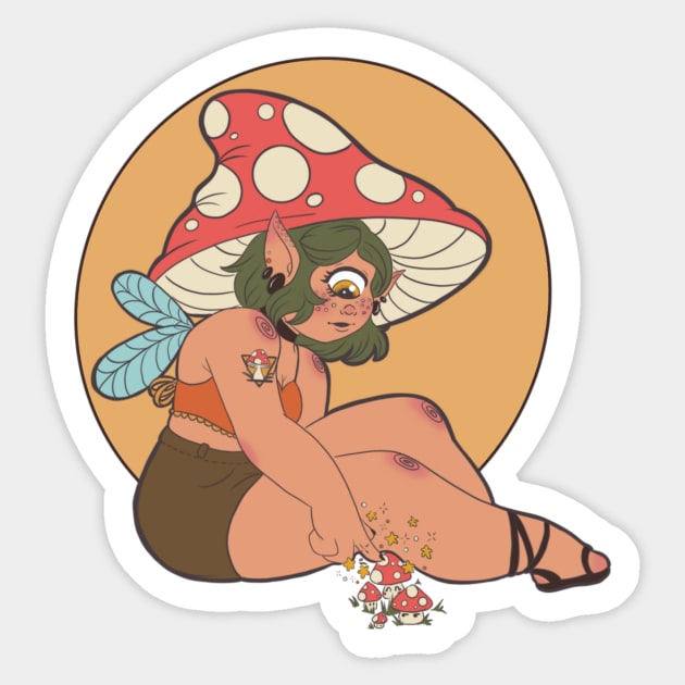 Mushroom Girl Sticker by Lanrinheart 